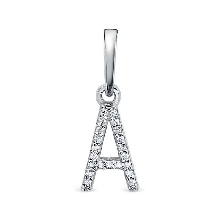 Подвеска буква,  серебро 925 проба, вставка фианит (Россия)