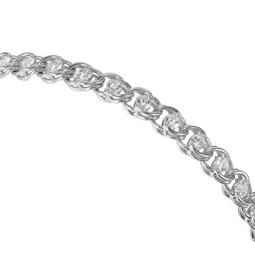 Браслет классический, плетение "",  серебро 925 проба, вставка фианит