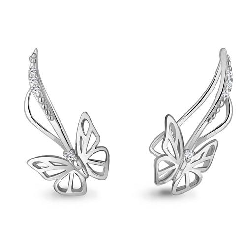 Серьги каффы Aquamarine,  серебро 925 проба, вставка фианит (Aquamarine, Россия)