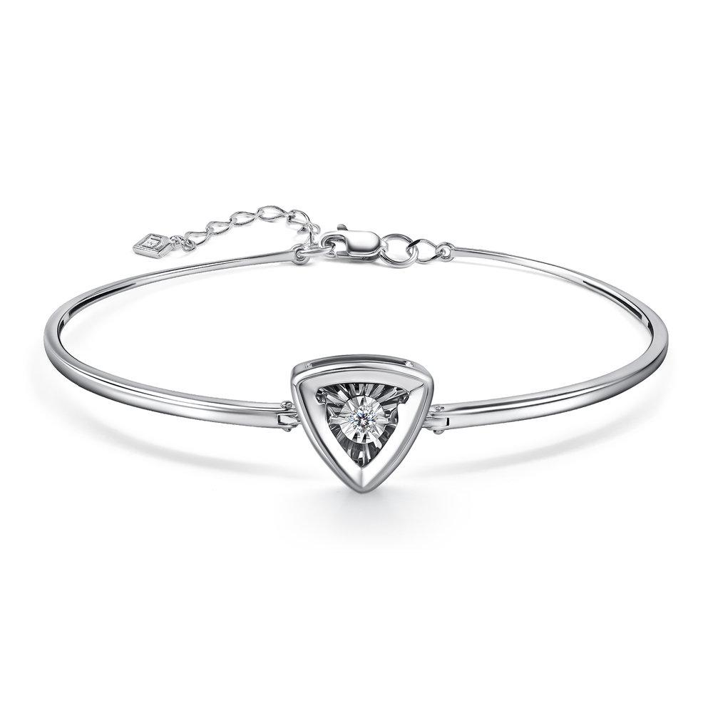 Браслет жесткий Grigoriev, белое золото 585 проба, вставка бриллиант