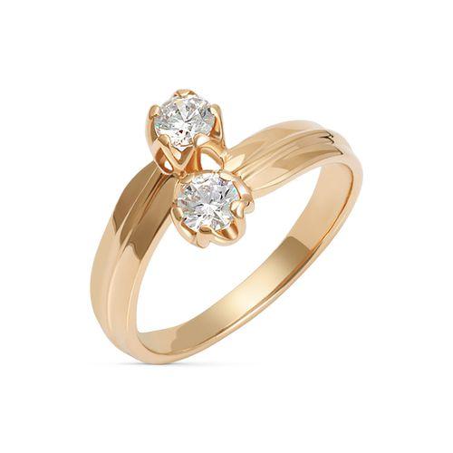 Кольцо декоративное, красное золото 585 проба, вставка фианит