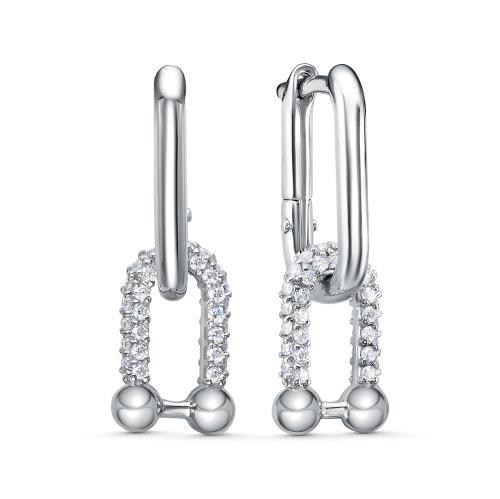 Серьги длинные Серебро России,  серебро 925 проба, вставка фианит (Серебро России, Россия)