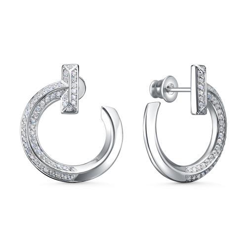 Серьги пусеты Серебро России,  серебро 925 проба, вставка фианит (Серебро России, Россия)