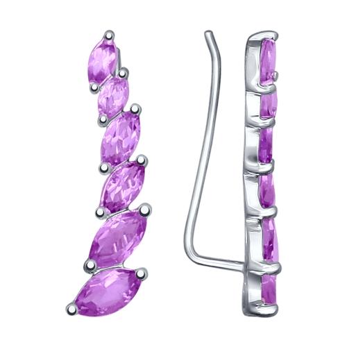 Серьги каффы Sokolov и Diamant,  серебро 925 проба, вставка аметист (Sokolov и Diamant, Россия)