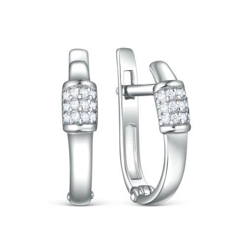 Серьги с английским замком Серебро России,  серебро 925 проба, вставка фианит (Серебро России, Россия)