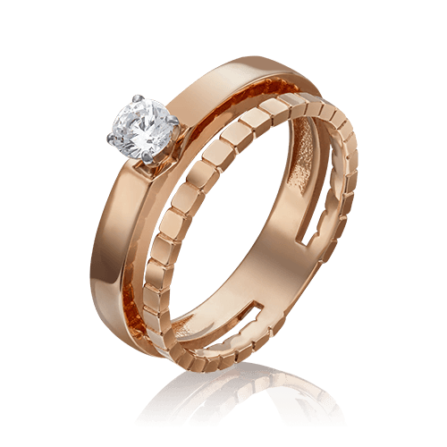 Кольцо декоративное Platina Jewellery, красное золото 585 проба, вставка фианит