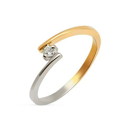 Кольцо помолвочное Кристалл, комбинированное золото 585 проба, вставка бриллиант