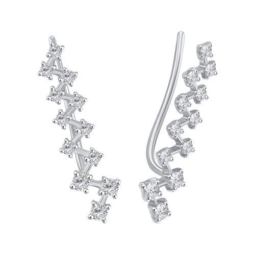 Серьги каффы BIRYUZA,  серебро 925 проба, вставка цирконий (BIRYUZA, Россия)