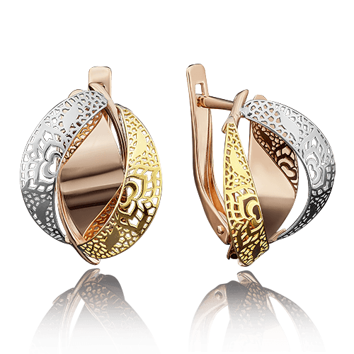 Серьги с английским замком Platina Jewelry,  золото 585 проба (Platina Jewelry, Россия)