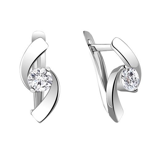 Серьги с английским замком Aquamarine,  серебро 925 проба, вставка фианит (Aquamarine, Россия)
