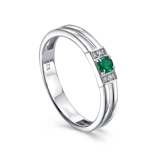 Кольцо декоративное KABAROVSKY,  серебро 925 проба, вставка бриллиант/изумруд