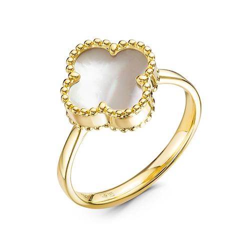 Кольцо декоративное RoseGrace, желтое золото 585 проба, вставка перламутр (RoseGrace, Россия)