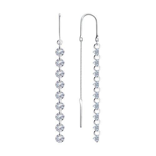 Серьги цепочки SOKOLOV,  серебро 925 проба, вставка фианит (SOKOLOV, Россия)