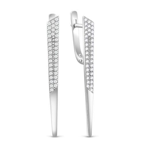 Серьги длинные Серебро России,  серебро 925 проба, вставка фианит (Серебро России, Россия)