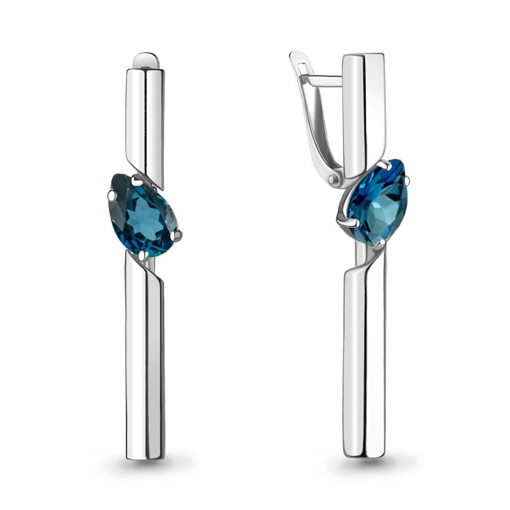 Серьги длинные Aquamarine,  серебро 925 проба, вставка топаз