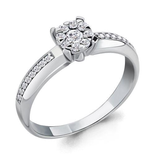 Кольцо помолвочное Aquamarine, белое золото 585 проба, вставка бриллиант (Aquamarine, Россия)