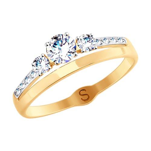 Кольцо декоративное SOKOLOV, красное золото 375 проба, вставка фианит