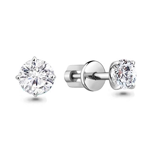 Серьги пусеты Aquamarine,  серебро 925 проба, вставка фианит