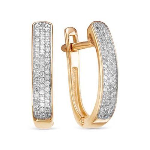 Серьги с английским замком RoseGrace, красное золото 585 проба, вставка бриллиант (RoseGrace, Россия)