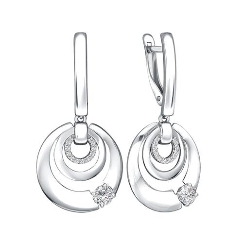 Серьги длинные BIRYUZA,  серебро 925 проба, вставка цирконий (BIRYUZA, Россия)