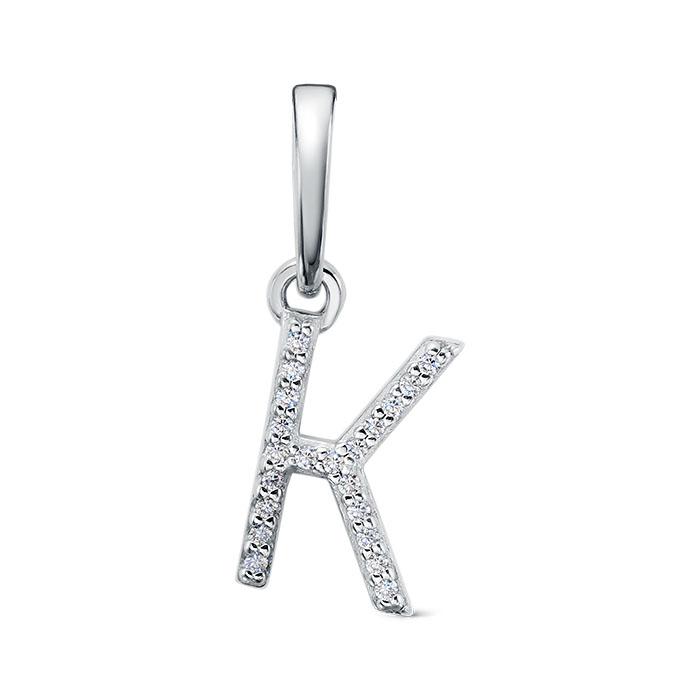 Подвеска буква,  серебро 925 проба, вставка фианит (Россия)