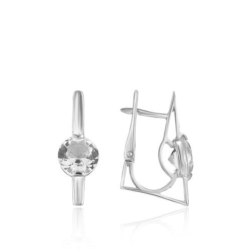 Серьги с английским замком,  серебро 925 проба, вставка фианит (Россия)