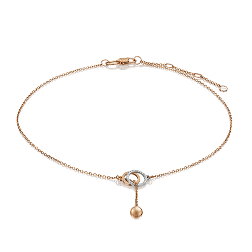 Браслет на ногу Platina Jewelry, красное золото 585 проба