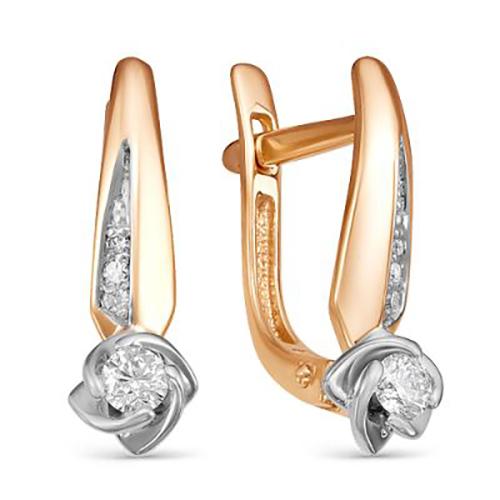 Серьги с английским замком RoseGrace, красное золото 585 проба, вставка бриллиант (RoseGrace, Россия)