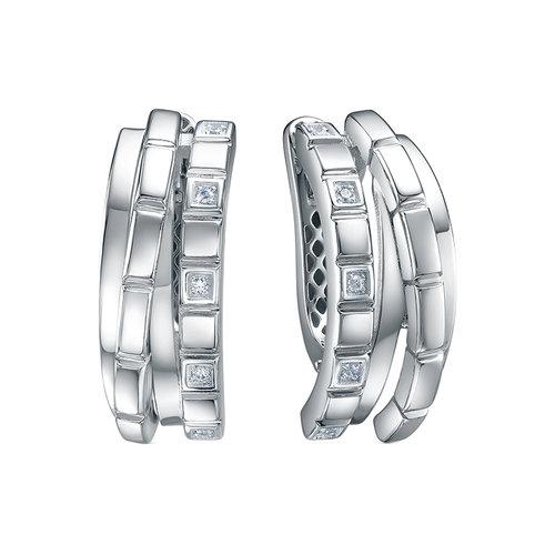 Серьги с английским замком DELTA,  серебро 925 проба, вставка фианит (DELTA, Россия)