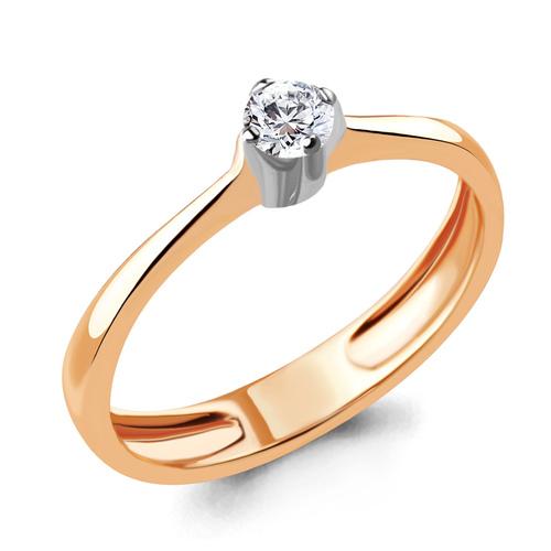 Кольцо помолвочное Aquamarine, красное золото 585 проба, вставка бриллиант (Aquamarine, Россия)