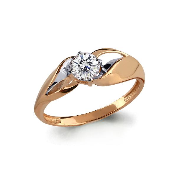 Кольцо декоративное Aquamarine, красное золото 585 проба, вставка фианит (Aquamarine, Россия)