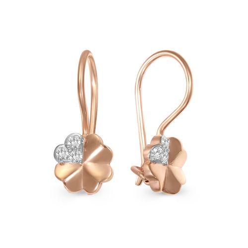 Серьги детские, красное золото 585 проба, вставка фианит (Беларусь)