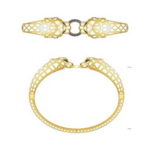 Браслет жесткий Karatov, красное золото 585 проба, вставка бриллиант