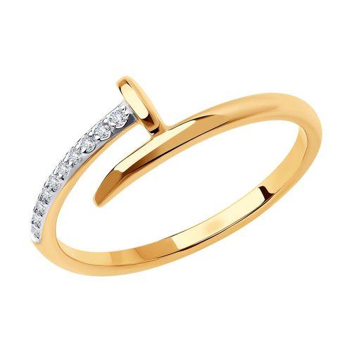 Кольцо декоративное Sokolov и Diamant, красное золото 585 проба, вставка фианит (Sokolov и Diamant, Россия)