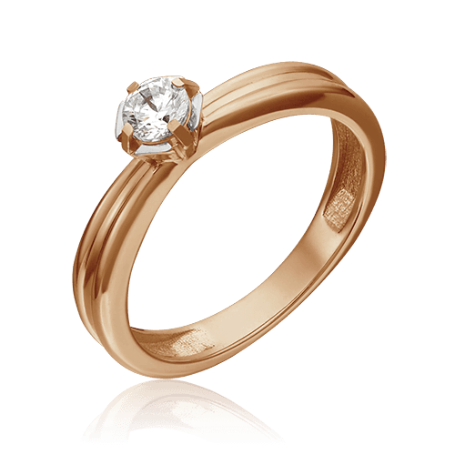 Кольцо помолвочное Platina Jewellery, красное золото 585 проба, вставка фианит