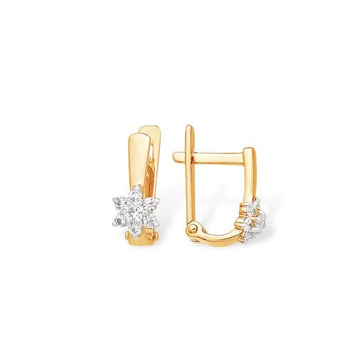 Серьги детские 7 Карат, красное золото 585 проба, вставка фианит (7 Карат, Беларусь)
