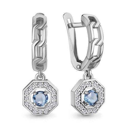 Серьги длинные Aquamarine,  серебро 925 проба, вставка фианит