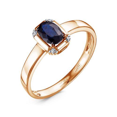 Кольцо декоративное RoseGrace, красное золото 585 проба, вставка сапфир