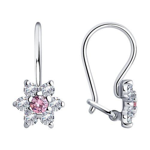 Серьги детские Sokolov и Diamant,  серебро 925 проба, вставка фианит (Sokolov и Diamant, Россия)