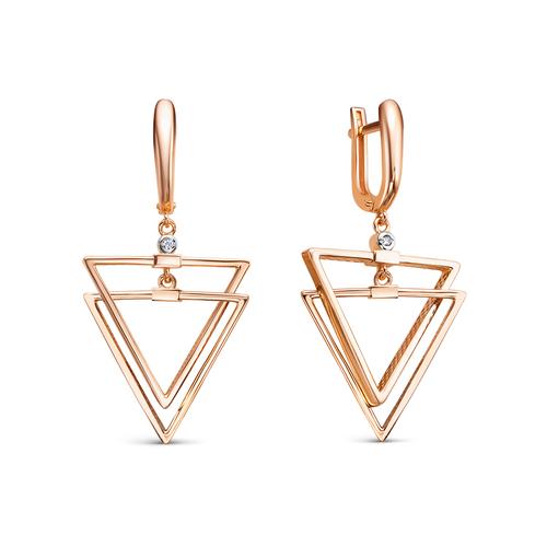 Серьги длинные Berger, красное золото 585 проба, вставка фианит (Berger, Россия)