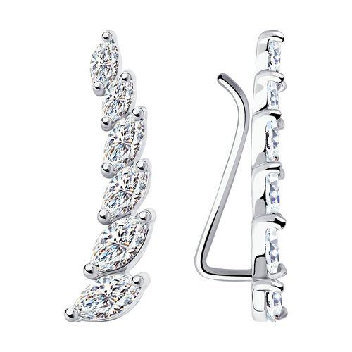 Серьги каффы Diamant,  серебро 925 проба, вставка фианит (Diamant, Россия)