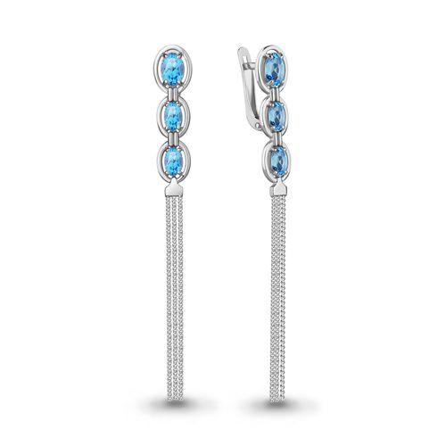 Серьги длинные Aquamarine,  серебро 925 проба, вставка топаз