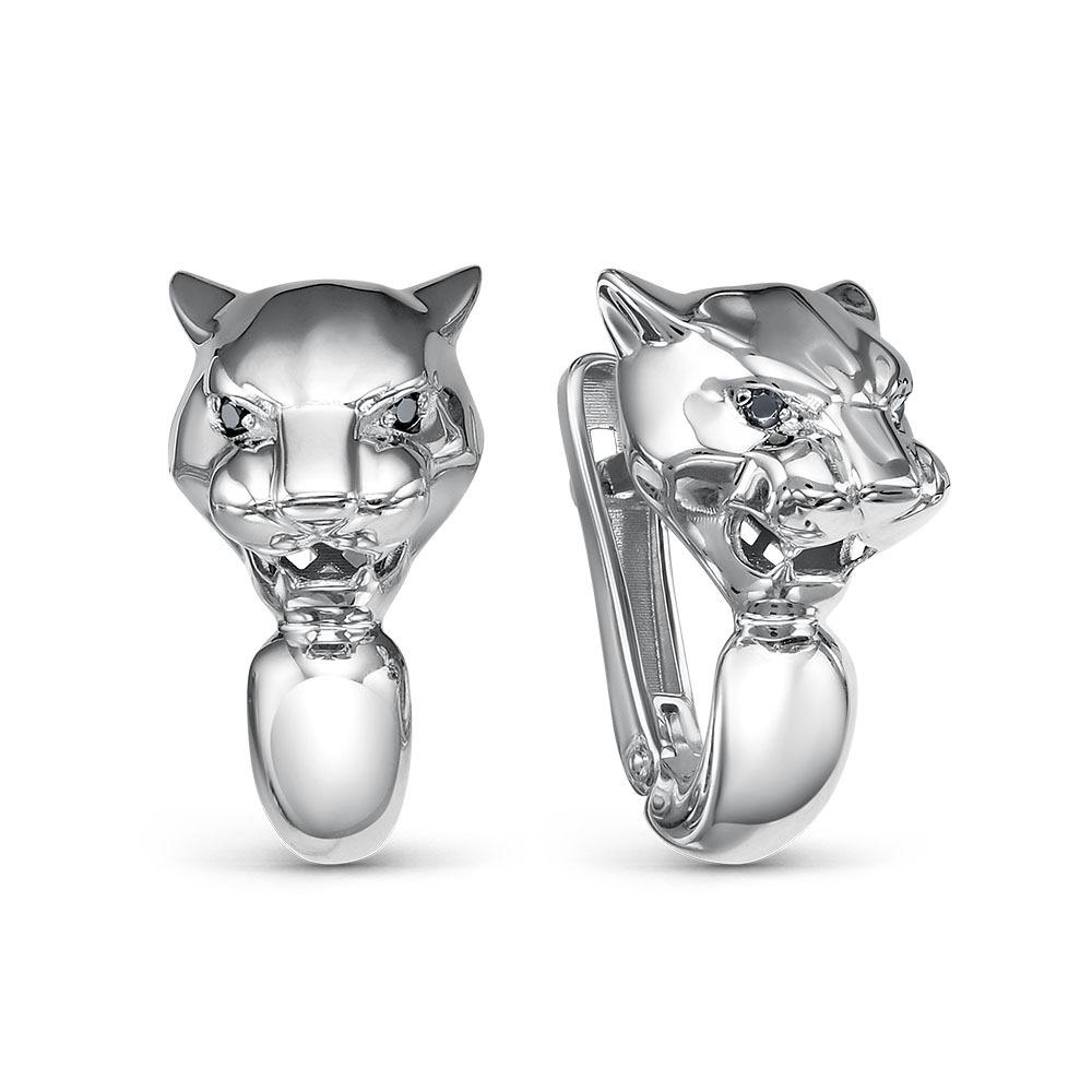 Серьги с английским замком Berger,  серебро 925 проба, вставка фианит (Berger, Россия)