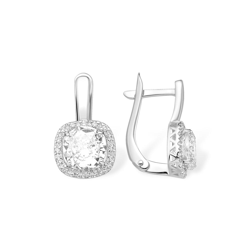 Серьги с английским замком 7 Карат, белое серебро 925 проба, вставка фианит (7 Карат, Беларусь)