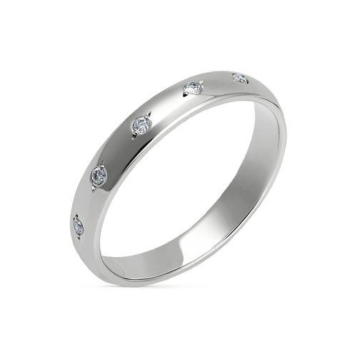 Кольцо обручальное Кристалл, белое золото 585 проба, вставка бриллиант