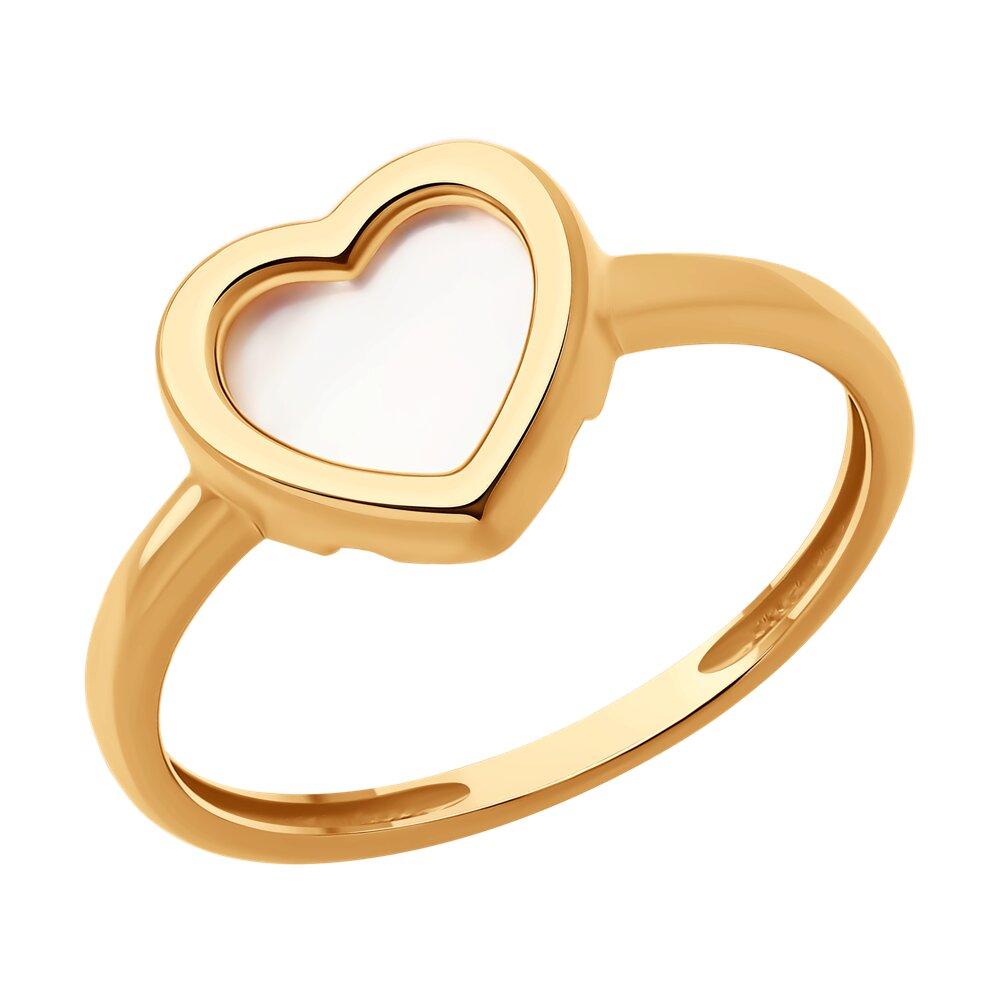 Кольцо декоративное, красное золото 585 проба, вставка перламутр (Россия)