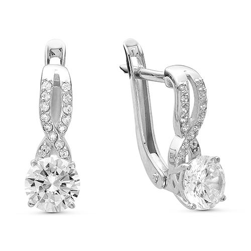 Серьги с английским замком Zlato,  серебро 925 проба, вставка фианит (Zlato, Россия)