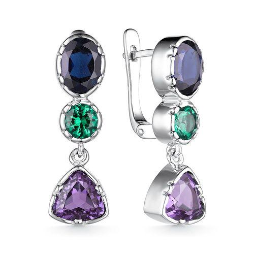 Серьги длинные,  серебро 925 проба, вставка аметист (прочее, Россия)