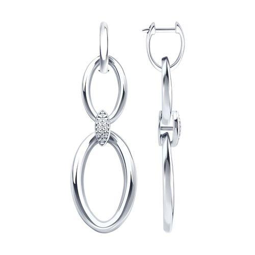 Серьги длинные SOKOLOV,  серебро 925 проба, вставка фианит (SOKOLOV, Россия)