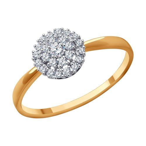 Кольцо помолвочное Sokolov и Diamant, красное золото 585 проба, вставка фианит